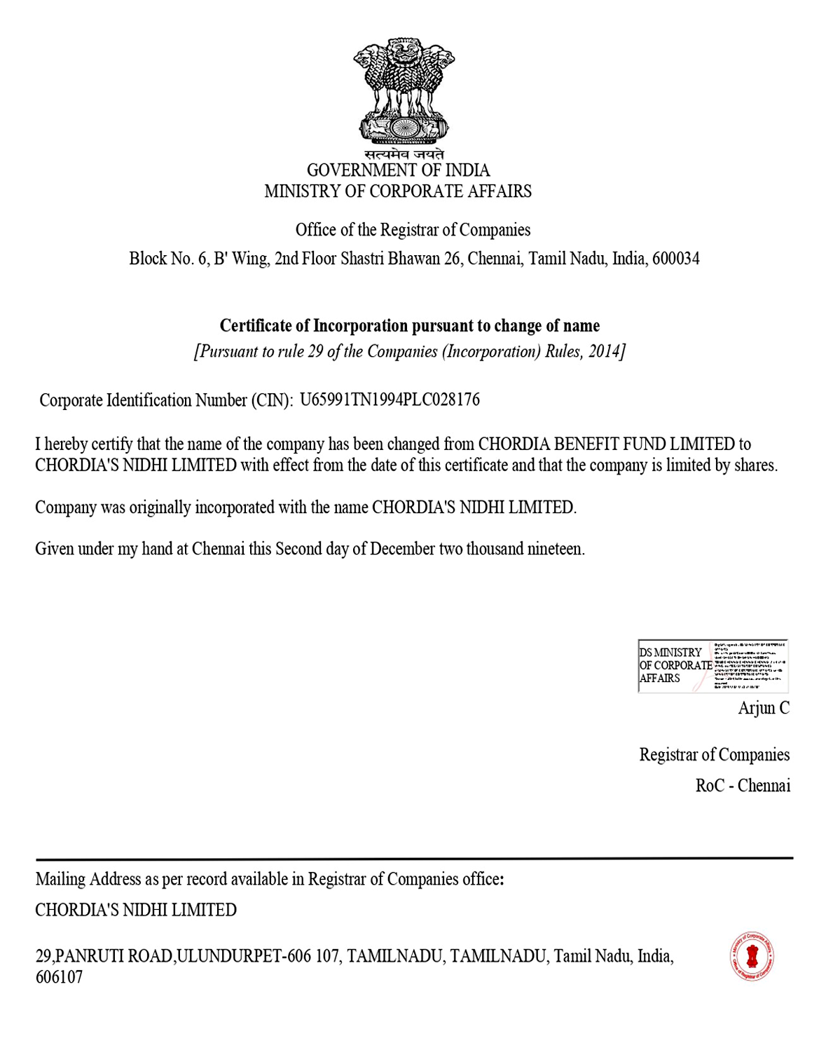 Certificate of Incorporation